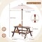 Outdoor Wooden Kids Table and Bench Set with Removable Shade Umbrella Ideal for Garden and Playroom